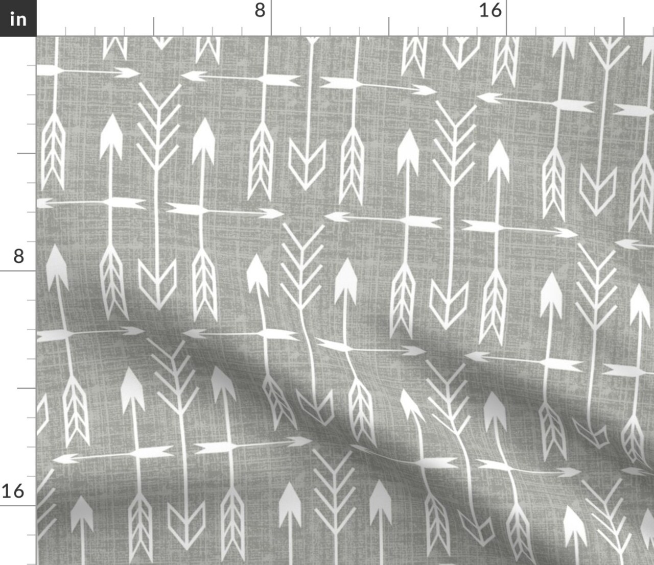 Archery Silver Arrow Pointer Gray Arrows Custom Printed Fabric by Spoonflower Various Fabrics by the Yard or Fat Quarter